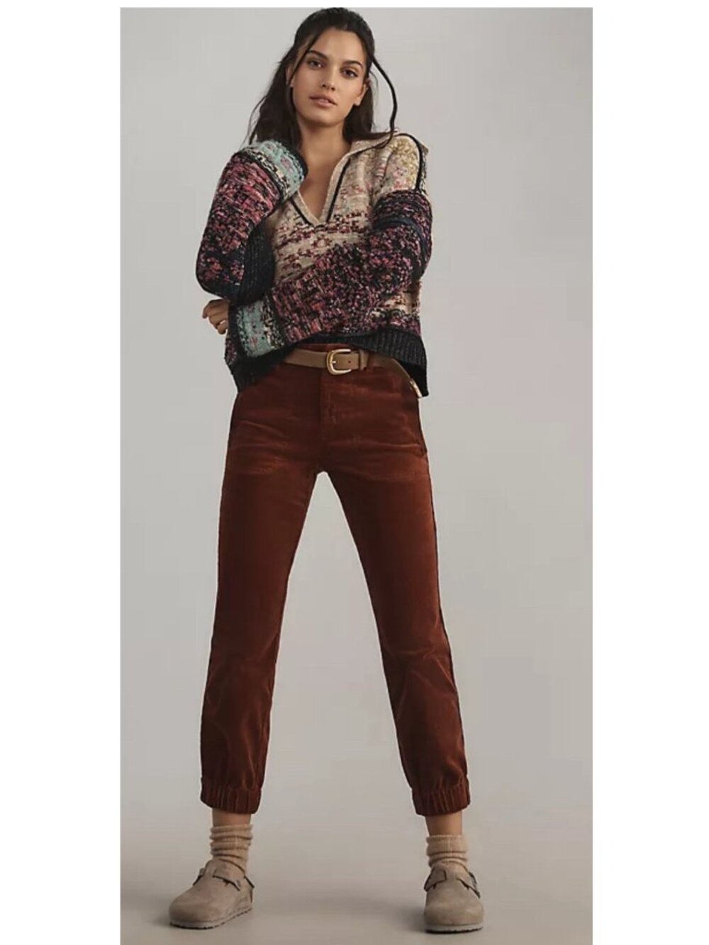 NWT By Anthroplogie The Richie Slim Corduroy Jogger Pants Reddish Brown Size 8